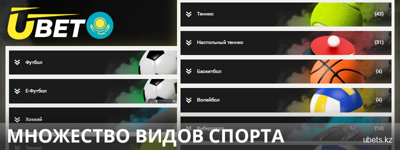 Разновидности спорта в Ubet Казахстан